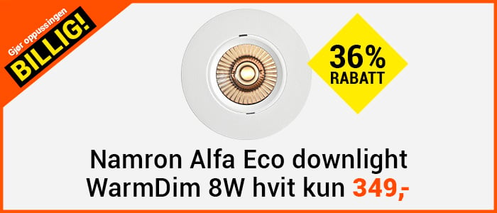 Namron Alfa Eco Downlight WarmDim 8W matt hvit