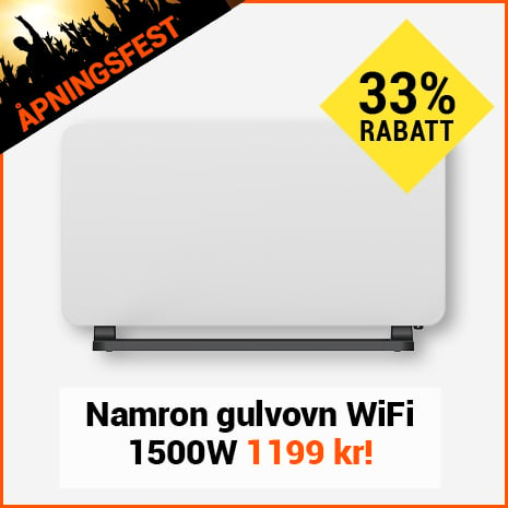 Namron Gulvovn WiFi 1500W Hvit