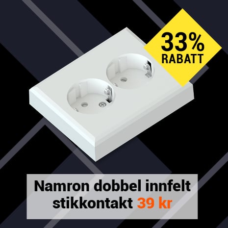 Namron stikkontakt dobbel innfelt jord polarhvit