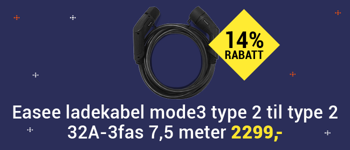 Easee Ladekabel Mode3 Type 2 til Type 2 32A-3fas 7,5m