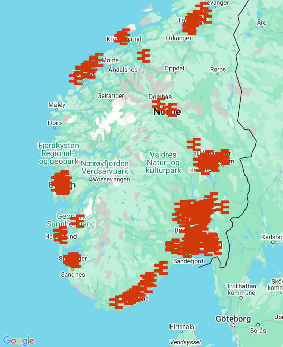 KUN eksempel, skal vre live kart